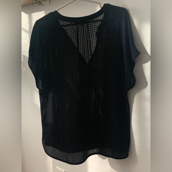 Black perforated Banana Republic blouse - Picture 2 of 4